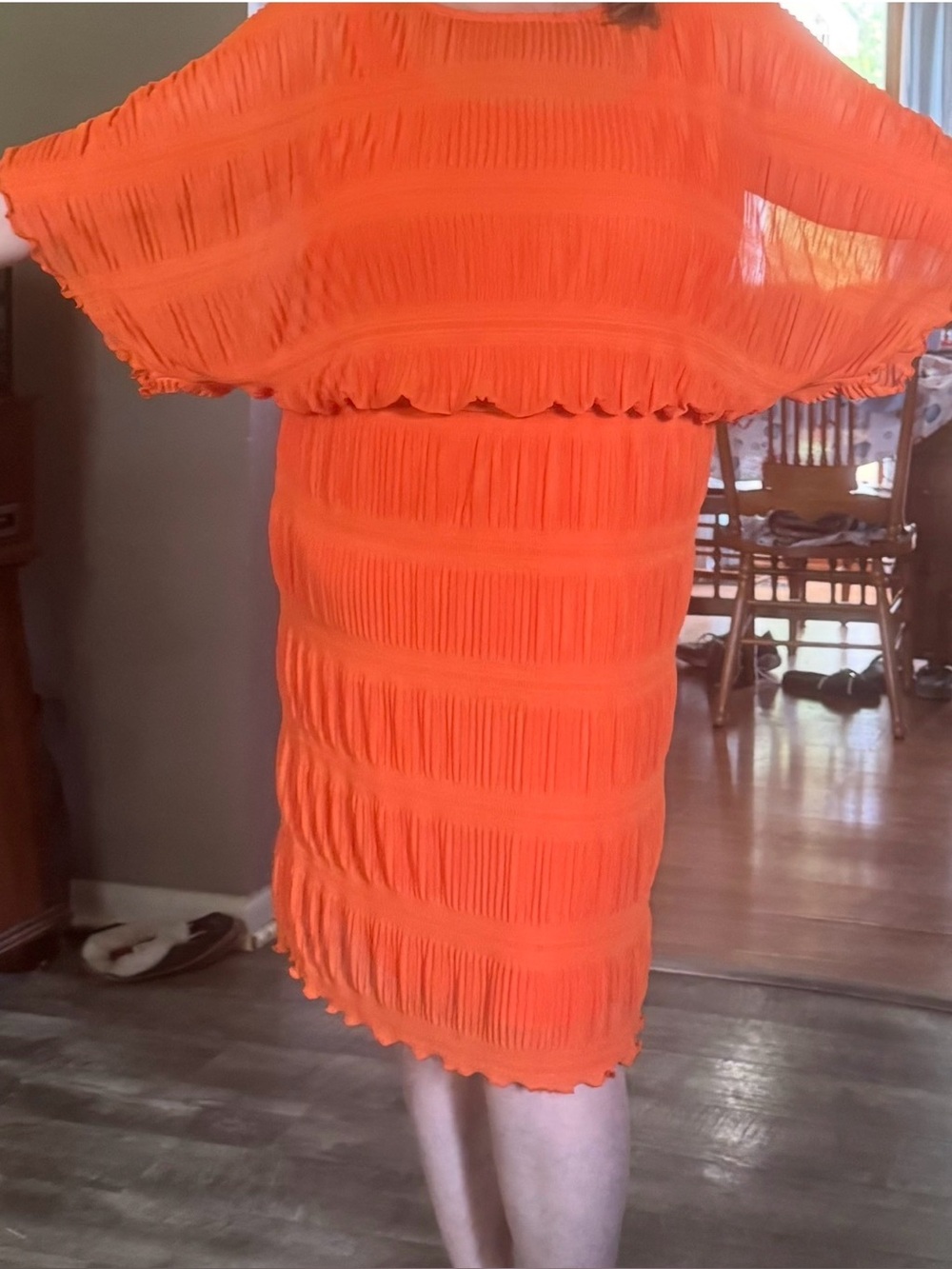 Signature by Robbie Bee Orange Chiffon Dress